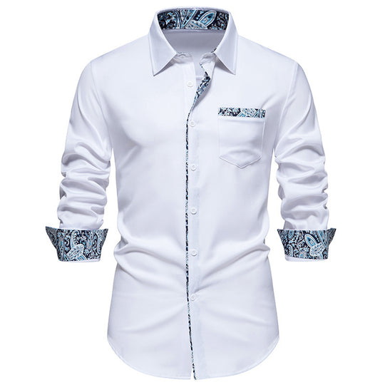 Herren elegantes Langarmhemd mit Leopardenmuster R&B