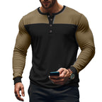Herren nan funktionales Henley-Langarmshirt mit Raglanärmeln, verstärkter Knopfleiste und tailliertem Schnitt R&B