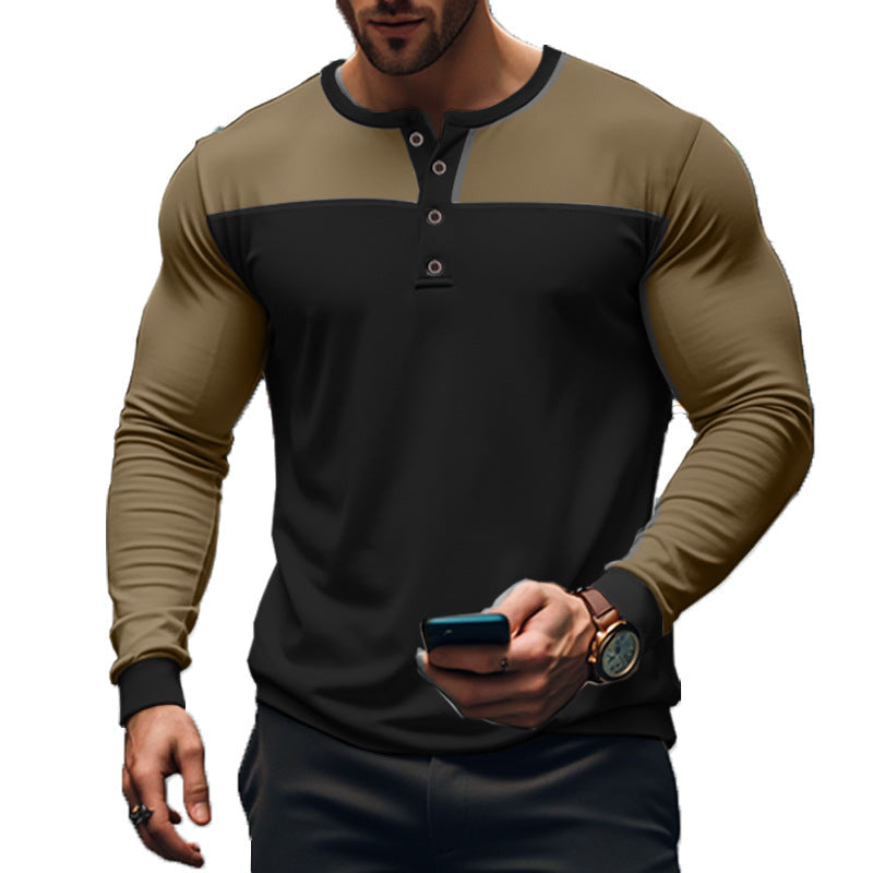 Herren nan funktionales Henley-Langarmshirt mit Raglanärmeln, verstärkter Knopfleiste und tailliertem Schnitt R&B