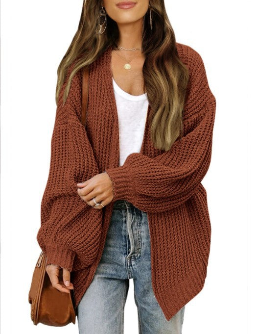 Damen Grobstrickjacke mit überschnittenen Schultern und lässigem Schnitt R&B