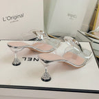Damen Elegante Mules mit transparentem Riemendesign R&B