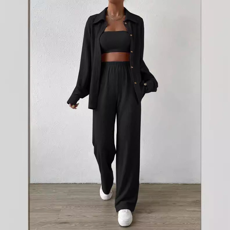 Damen Zweiteiliges Lounge-Set mit Oberteil und weiter Hose R&B