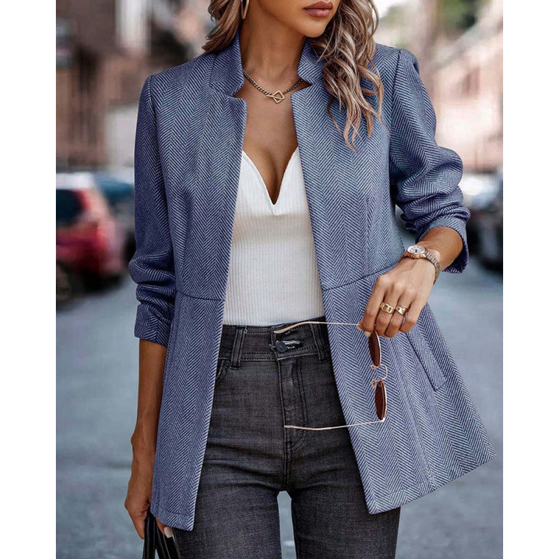 Damen Herringbone Blazer mit strukturiertem Schnitt R&B