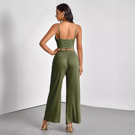 Damen Ripp-Top mit verstellbaren Spaghettiträgern und elastischer Taille R&B