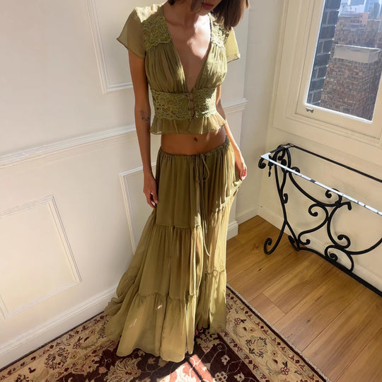 Damen Luftiges Maxikleid mit eleganten Rüschen und transparenter Optik R&B