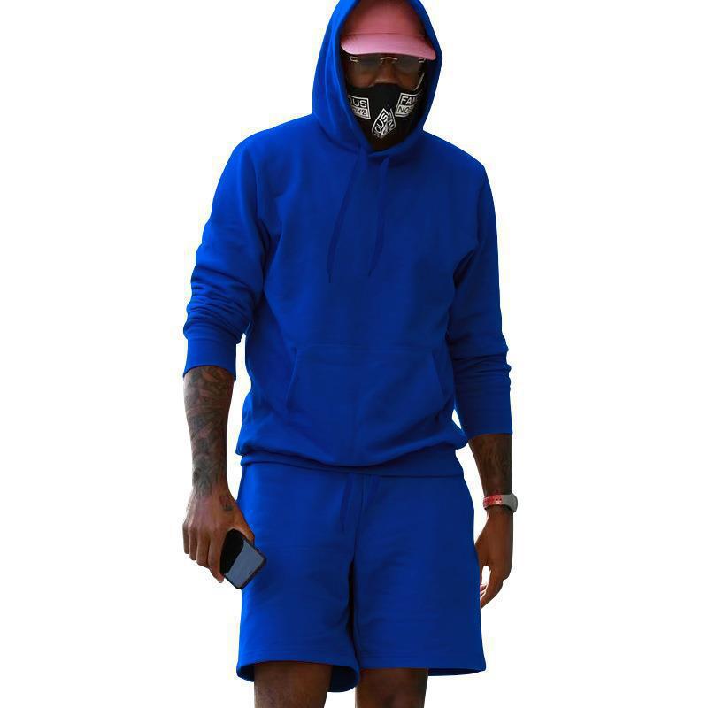 R&B Herren Hoodie-Shorts-Set mit Kängurutasche