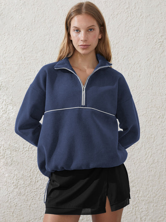 Damen Sportpullover mit hohem Kragen und Reißverschluss R&B