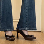 Damen elegante Pumps mit femininem Schleifendetail