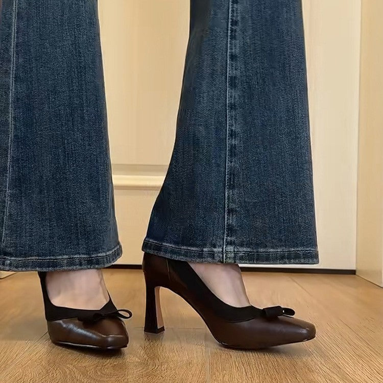 Damen elegante Pumps mit femininem Schleifendetail