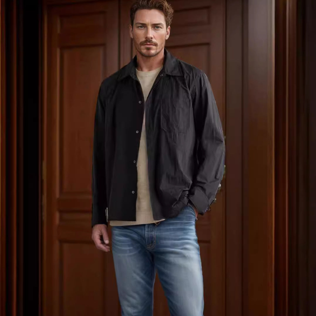 Herren leichte Freizeitjacke mit praktischem Druckknopfverschluss und modernem Schnitt R&B