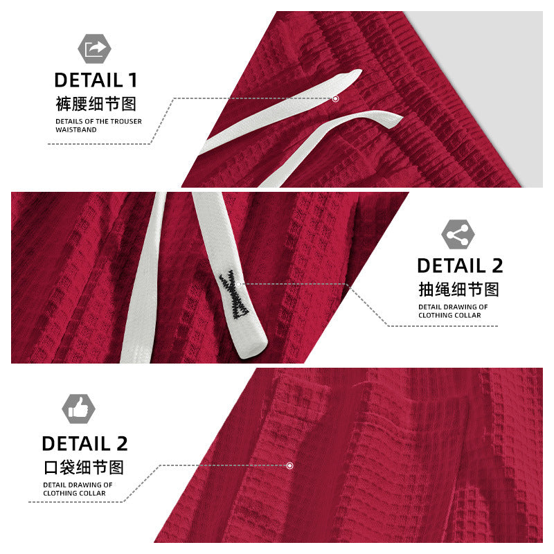 Herren nan atmungsaktive Waffel-Pyjama-Shorts mit elastischem Komfortbund, Tunnelzug und seitlichen Eingrifftaschen R&B