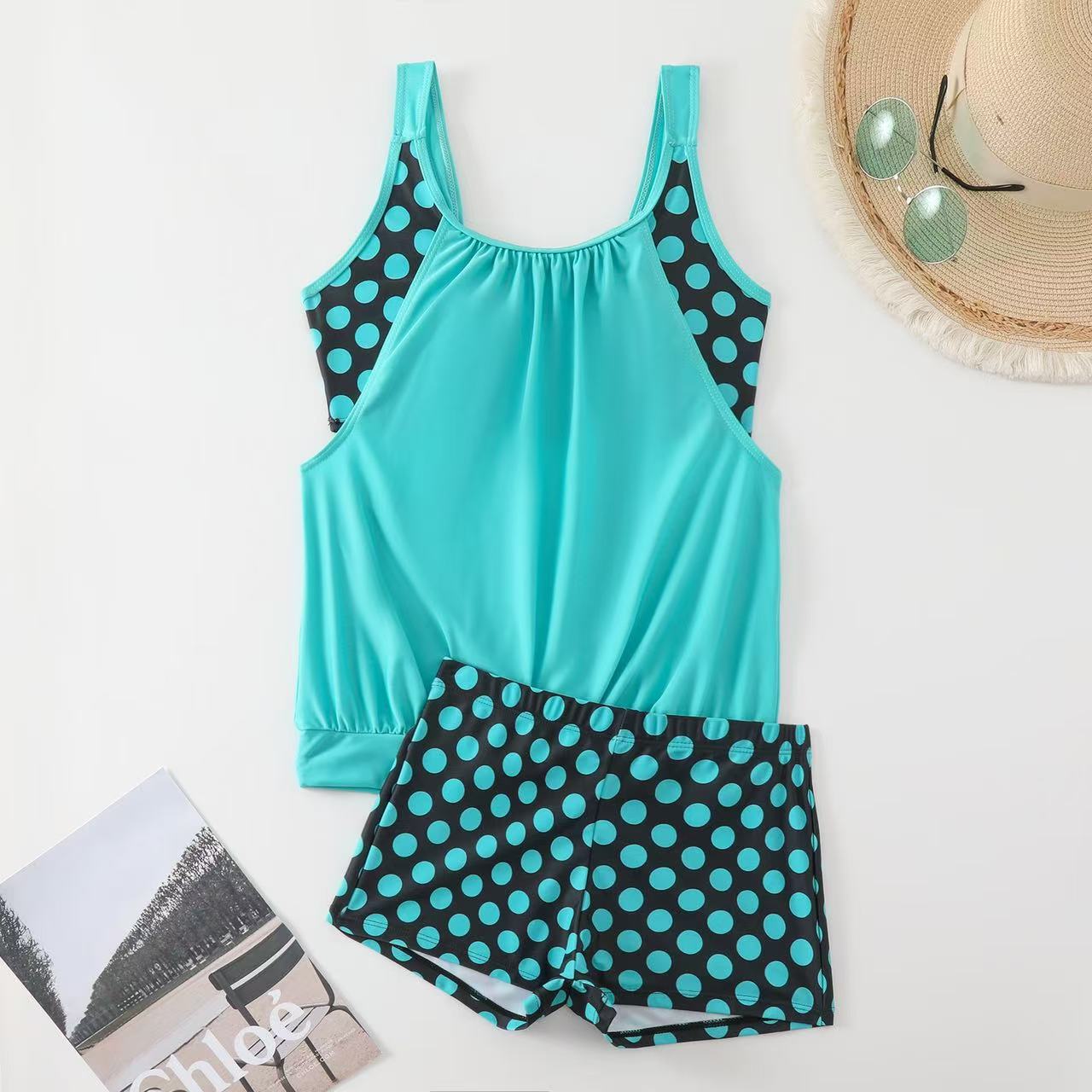 Damen Sportlicher Tankini mit Polka-Dot-Design R&B