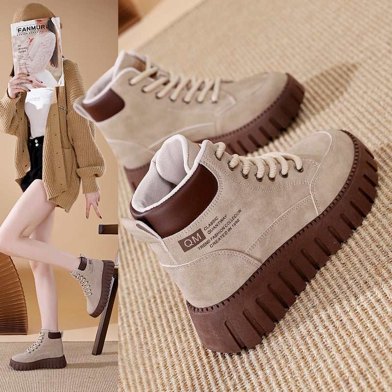 Damen High-Top Sneakers mit dicker Gummisohle und trendigem Obermaterial R&B