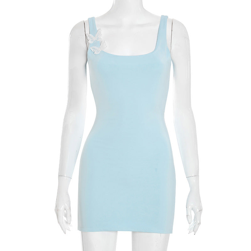 Damen figurbetontes Kleid mit dekorativer Schmetterling-Applikation R&B