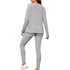 Damen Loungewear-Set mit geripptem Design und weitem Schnitt R&B