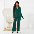 Damen elegantes Blazer-Set mit taillierter Passform und schmalen Hosen R&B