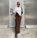Damen Eleganter Maxirock mit hohem Schnitt und fließendem Stoff