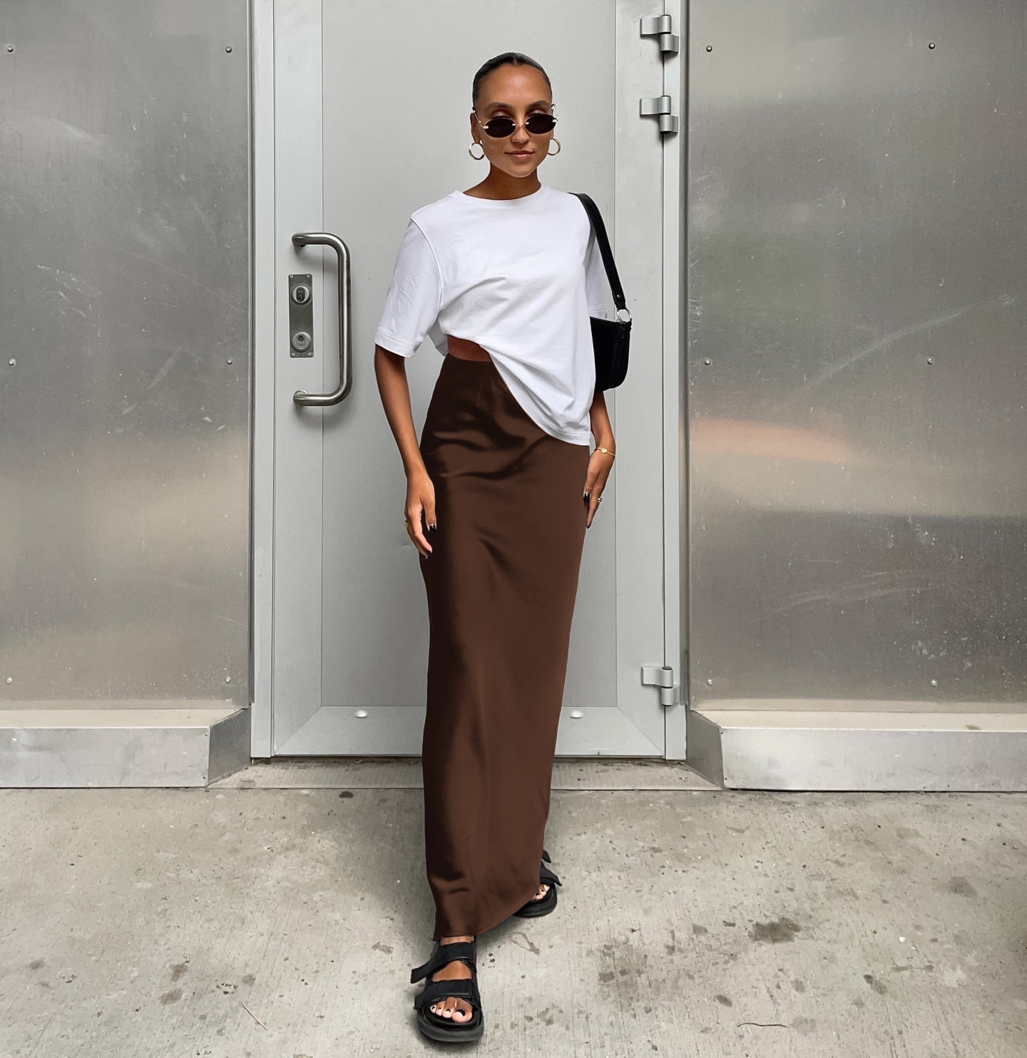 Damen Eleganter Maxirock mit hohem Schnitt und fließendem Stoff