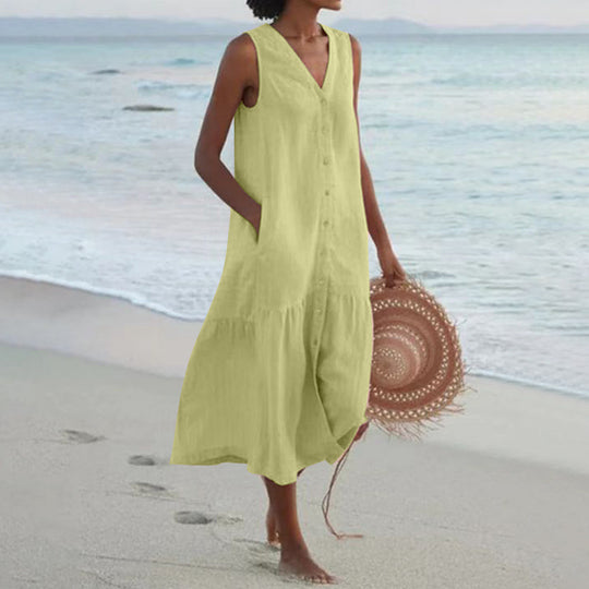Damen Sommerliches Leinenkleid R&B