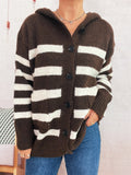 Damen oversized Strickjacke mit kontrastierenden Streifen und Kapuze R&B