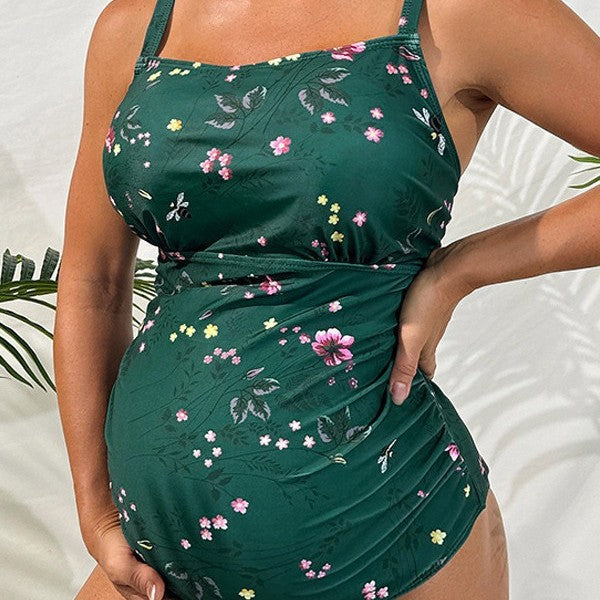 Damen Einteiler Badeanzug mit floralen Rüschendetails und elastischem Design R&B