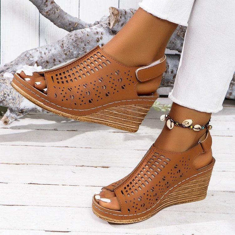 Damen Komfortable Wedge-Sandalen mit luftiger Netzstruktur R&B