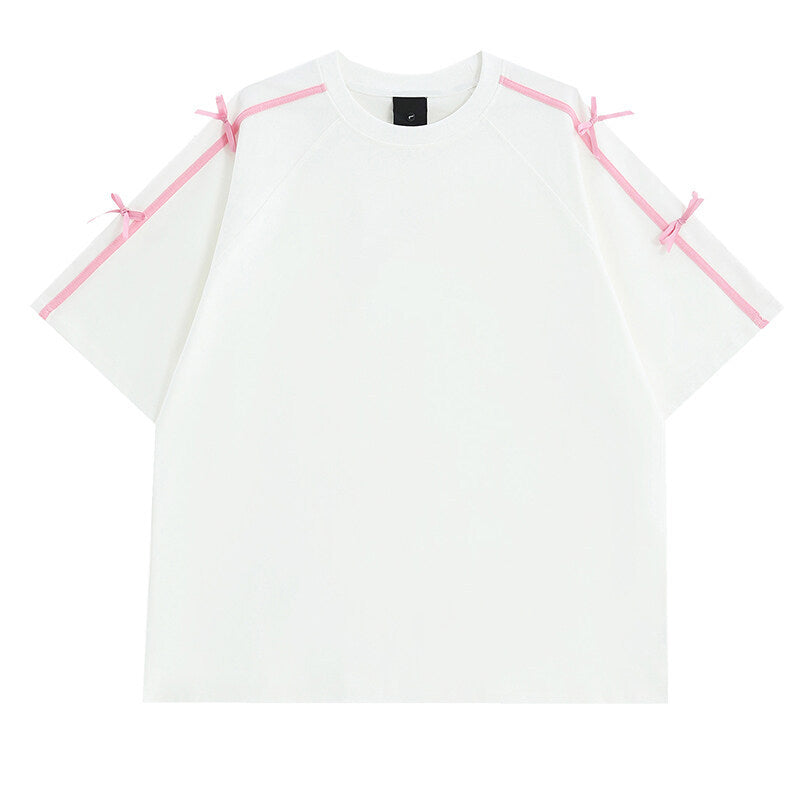 Damen Oversized T-Shirt mit dekorativen Bindändern