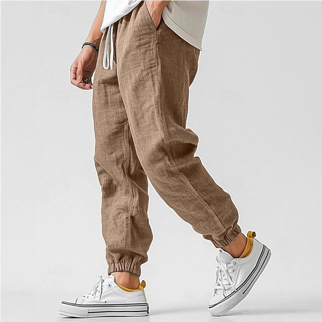 Herren Bequeme Leinenhose mit elastischem Bund und seitlichen Taschen R&B