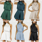 Damen Elegantes Jumpsuit mit hohem Kragen und fließendem Design EB