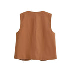 Damen elegante Weste mit Knopfdetails und seitlichen Eingrifftaschen R&B