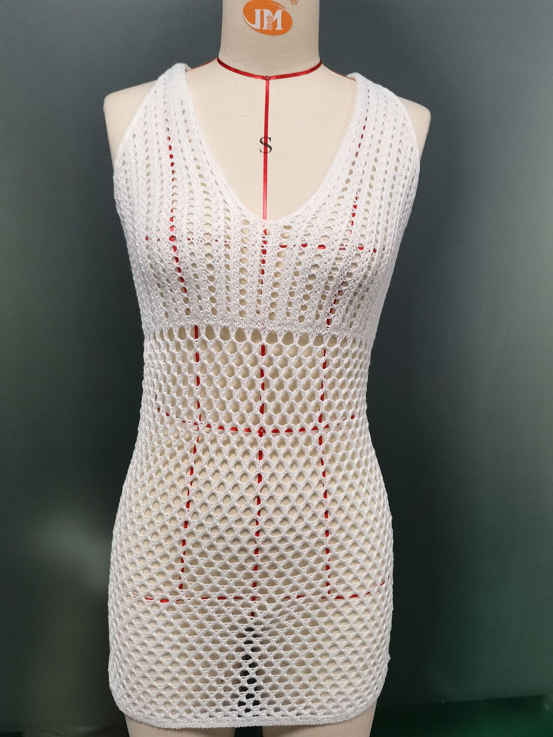 Damen Netzkleid mit tiefem V-Ausschnitt R&B