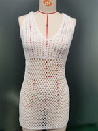 Damen Netzkleid mit tiefem V-Ausschnitt R&B
