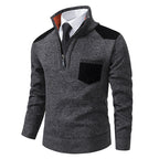 Herren elegante Strickpullover mit halben Reißverschluss und praktischem Taschenlayout