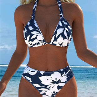 Damen Triangel-Bikini mit hohem Bund und patriotischem Sternen-Muster R&B