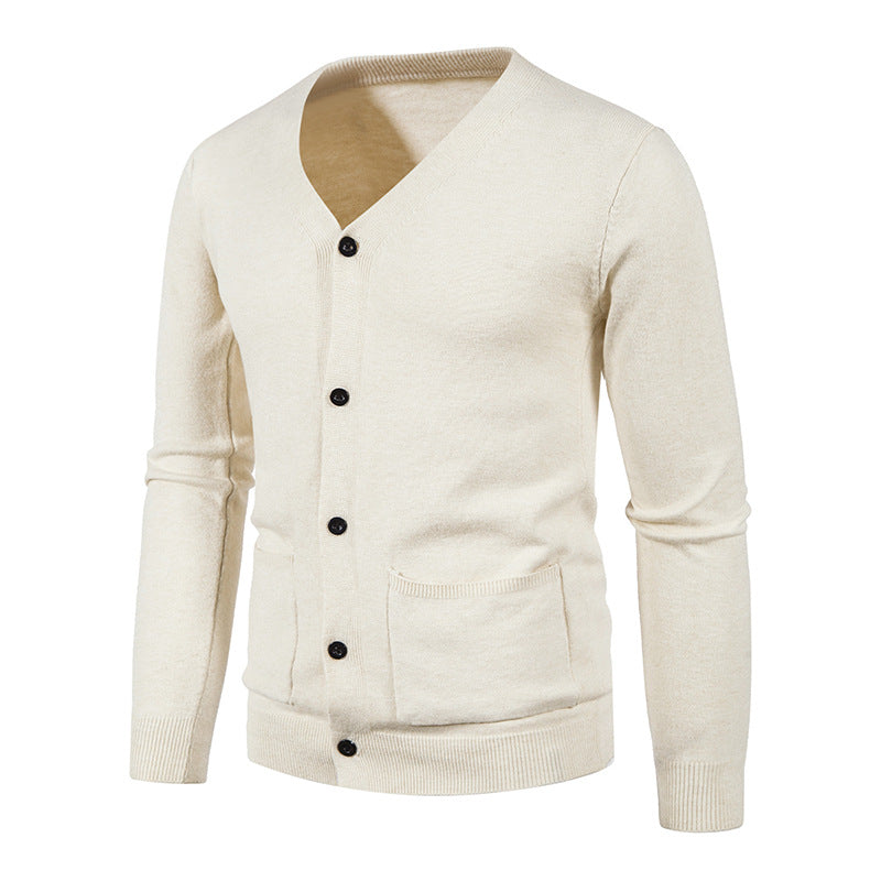 Herren Strickjacke mit V-Ausschnitt und praktischen Taschen R&B