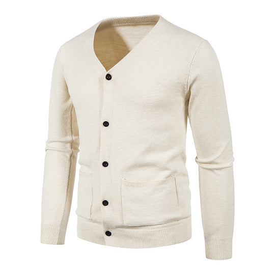 Herren Strickjacke mit V-Ausschnitt und praktischen Taschen R&B