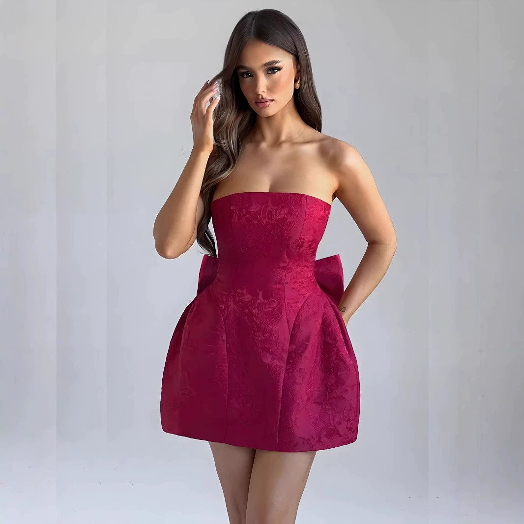 R&B | Temperament sexy Jacquard Tube Top Schleife Kleid