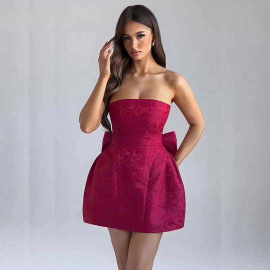 R&B | Temperament sexy Jacquard Tube Top Schleife Kleid