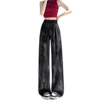 Damen Hochtaillierte Palazzo-Hose aus leichtem, atmungsaktivem Material mit elastischem Bund