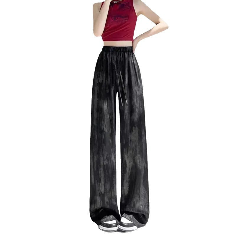 Damen Hochtaillierte Palazzo-Hose aus leichtem, atmungsaktivem Material mit elastischem Bund