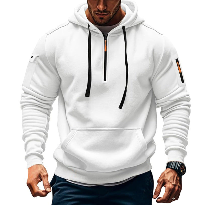 Herren Kapuzenpullover mit modernem Reißverschluss und praktischen Taschen R&B