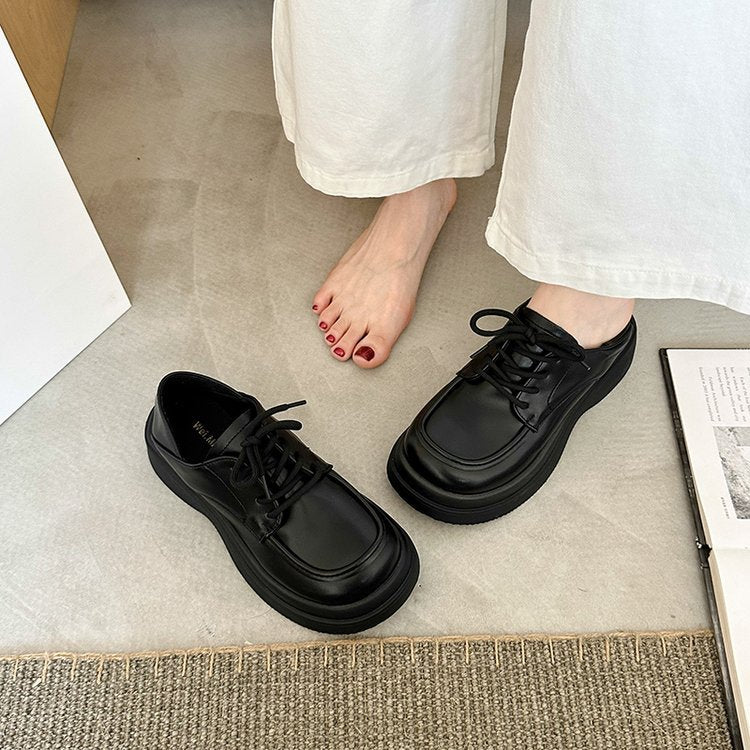 Damen modische Schnürschuhe mit glänzender Lackoberfläche und bequemer Sohle R&B