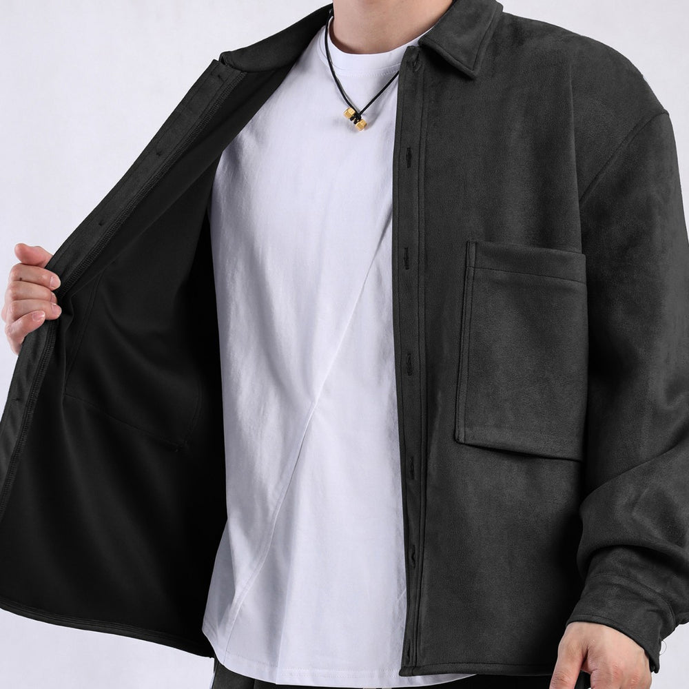 Damen lässige Overlay-Jacke mit praktischen Taschen und modernem Kragen R&B