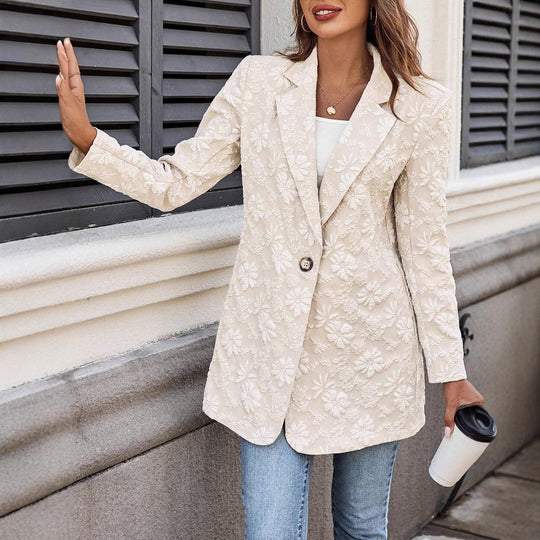 Damen Elegante Blazerjacke mit floralem Stickdesign R&B