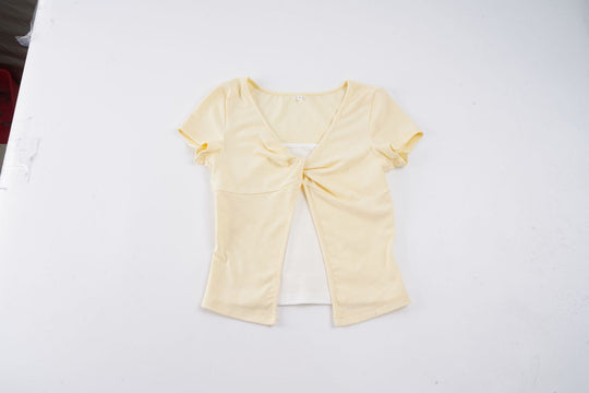Damen Süßes kurzes T-Shirt mit Knoten-Design und Cut-out-Details R&B