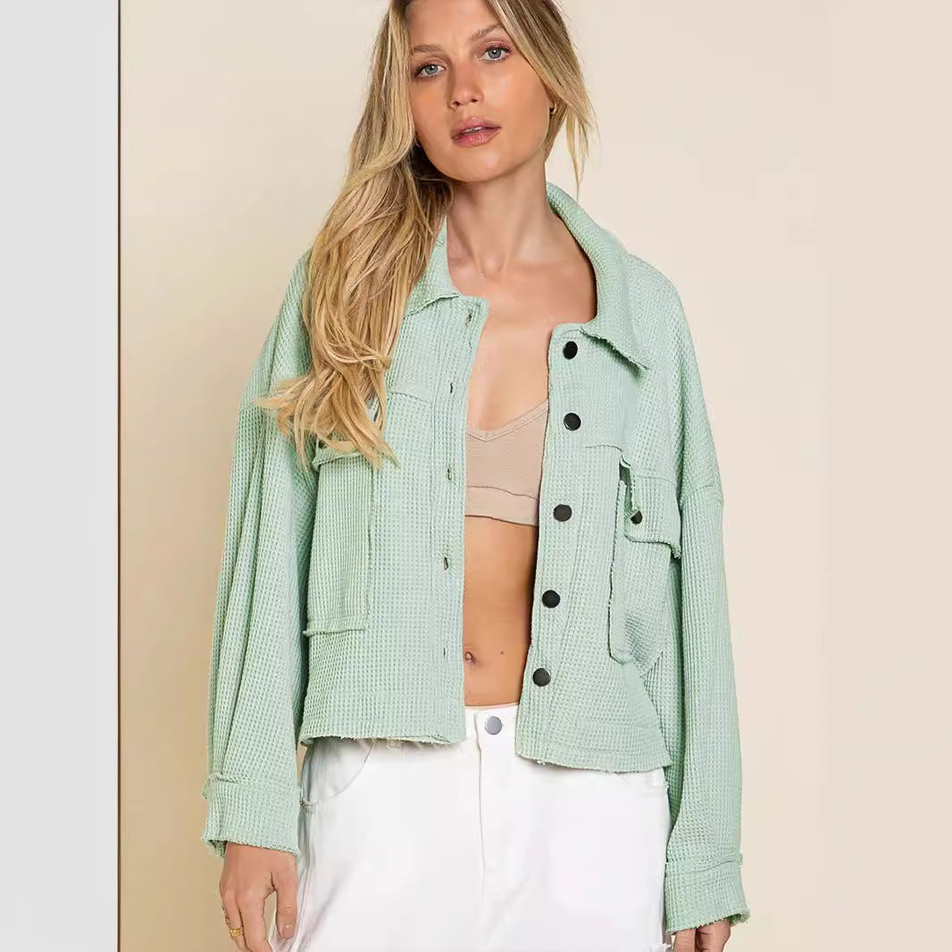 Damen gemütliche Waffle-Jacke R&B