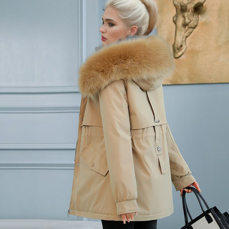 Damen isolierter Winterparka mit luxuriösem Kunstfellkragen und wärmendem Innenfutter R&B