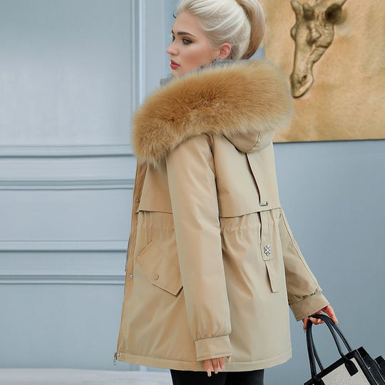Damen isolierter Winterparka mit luxuriösem Kunstfellkragen und wärmendem Innenfutter R&B