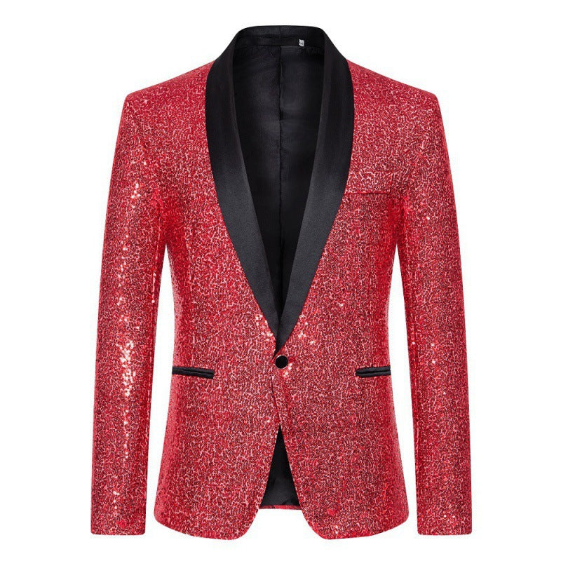 R&B Herren Pailletten-Blazer mit Schalkragen