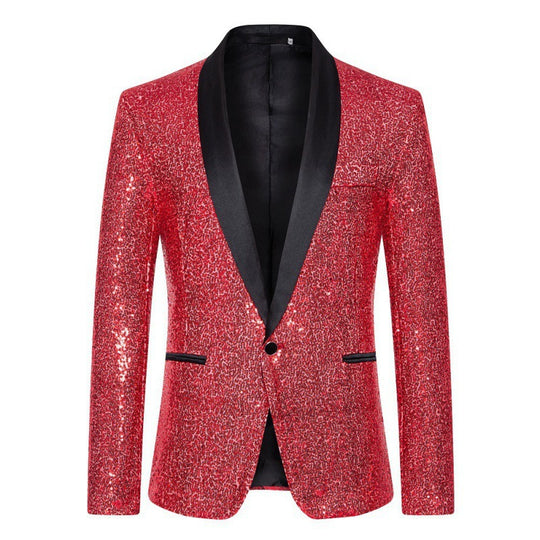 R&B Herren Pailletten-Blazer mit Schalkragen